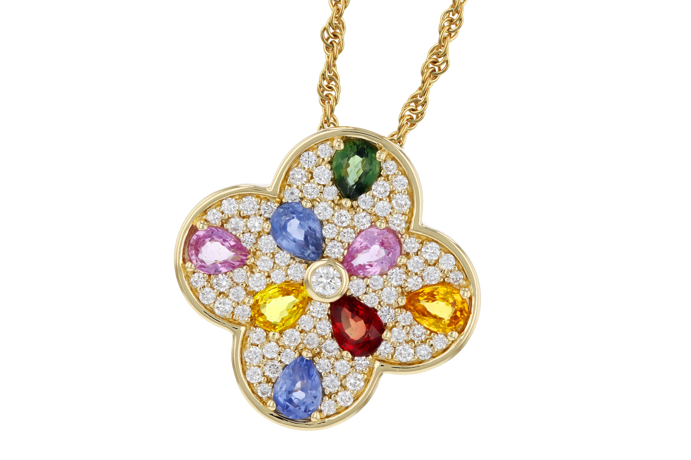 A321-21766: NECKLACE 1.40 MULTI-COLOR SAPPH 1.82 TGW