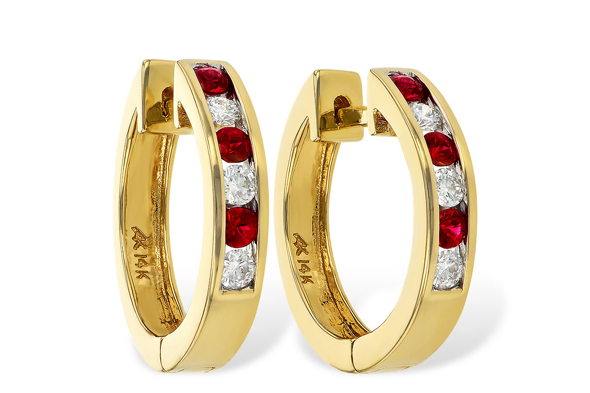 B046-67184: EARRINGS .29 RUBY .50 TGW