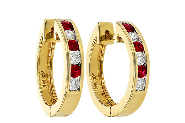 B046-67184: EARRINGS .29 RUBY .50 TGW