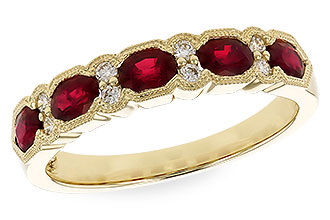 B319-42675: LDS WED RG .88 TW RUBY 1.00 TGW (4x3MM RUBY)
