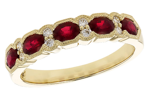 B319-42675: LDS WED RG .88 TW RUBY 1.00 TGW (4x3MM RUBY)