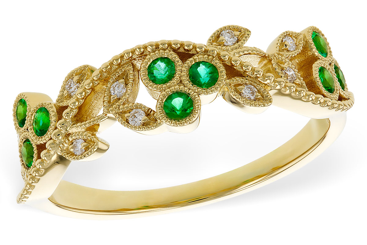 B320-36275: LDS WED RG .17 EMERALD TW .23 TGW