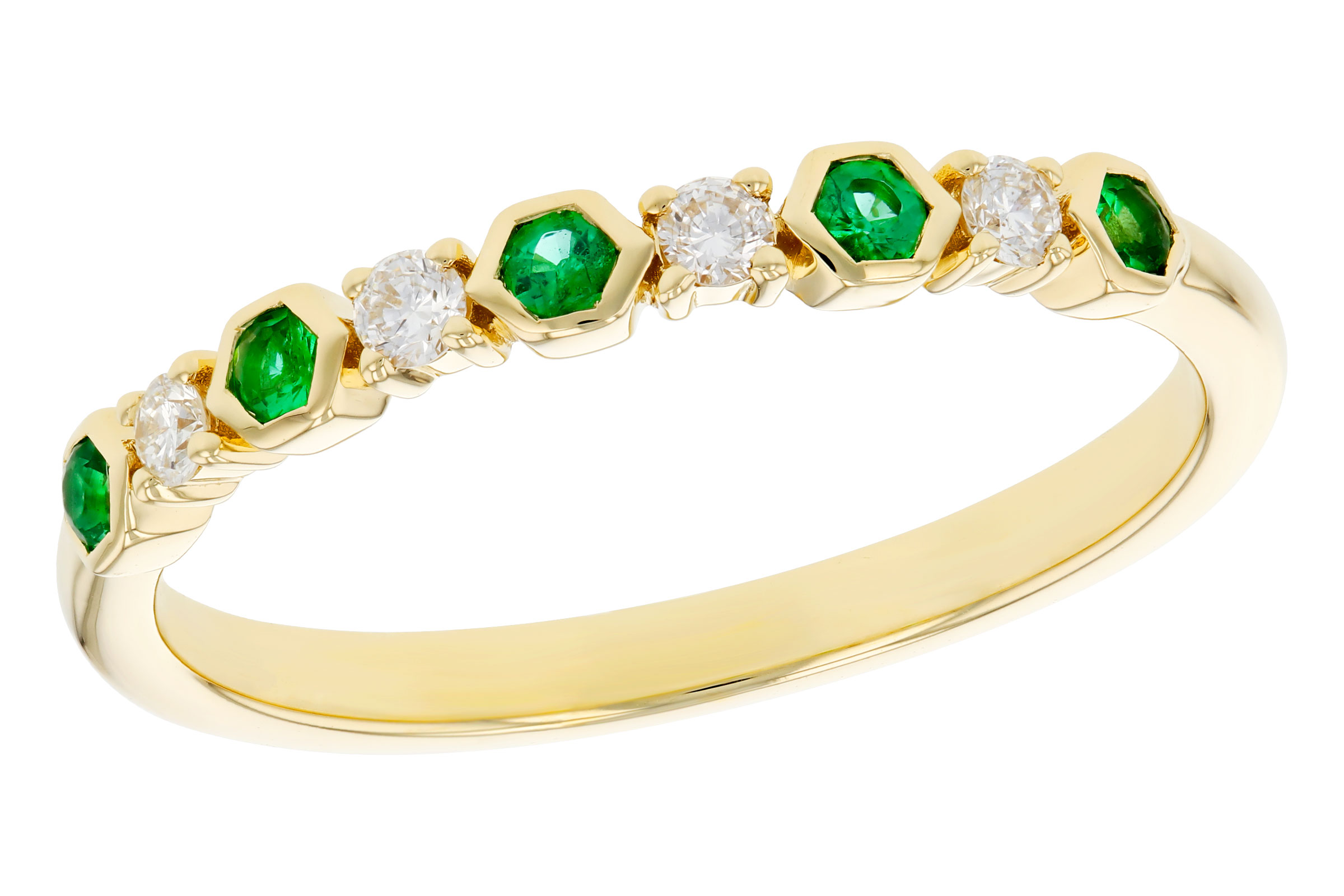 B321-21757: LDS WED RG .10 TW EMERALD .20 TGW