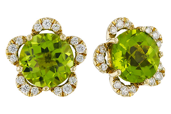 C320-36293: EARRINGS 2.93 PERIDOT 3.10 TGW (7MM RD)