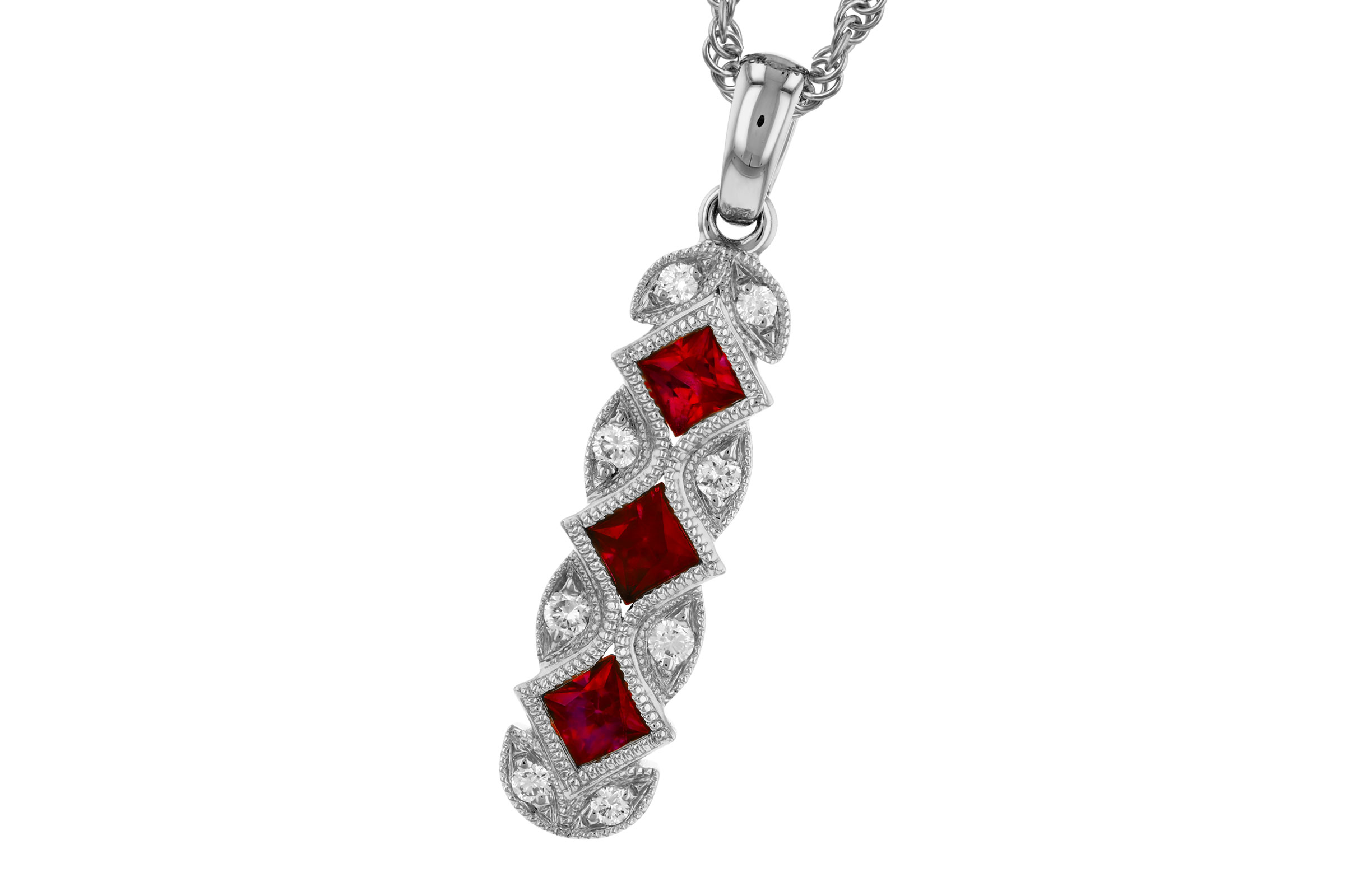 D321-19947: NECKLACE .55 TW RUBY .64 TGW