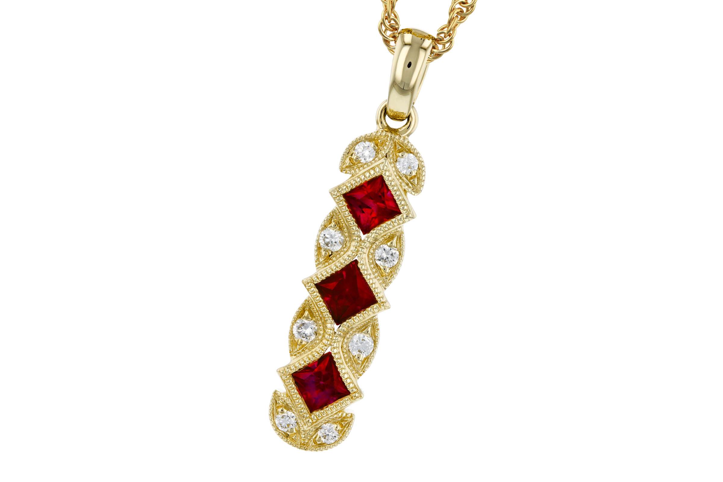 D321-19947: NECKLACE .55 TW RUBY .64 TGW