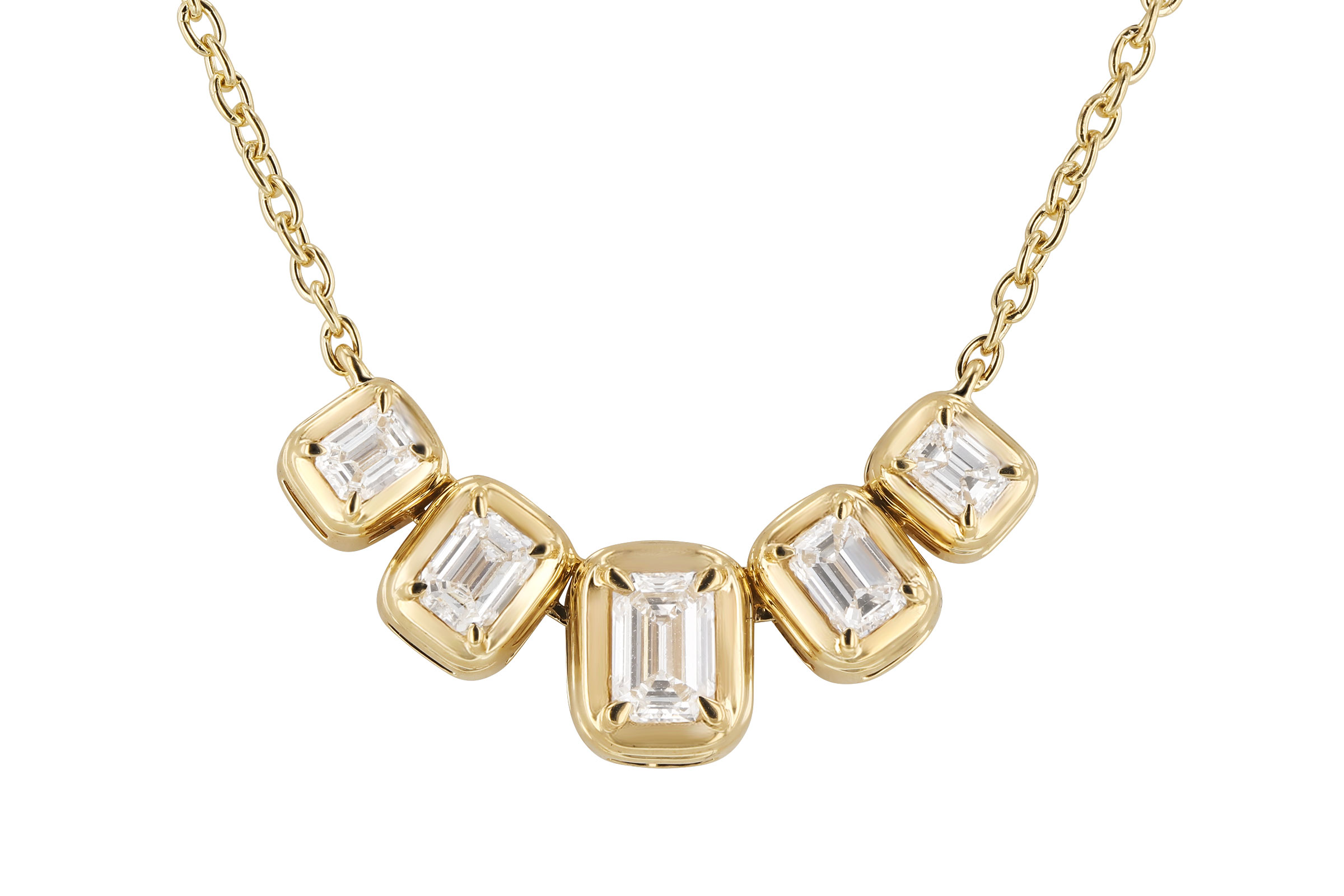 D321-21738: NECKLACE .87 TW EMERALD CUT DIA (18")