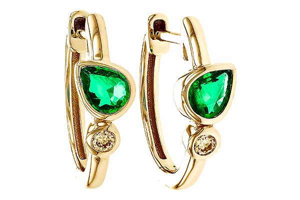 F320-32720: EARRINGS .38 TW EMERALD .44 TGW