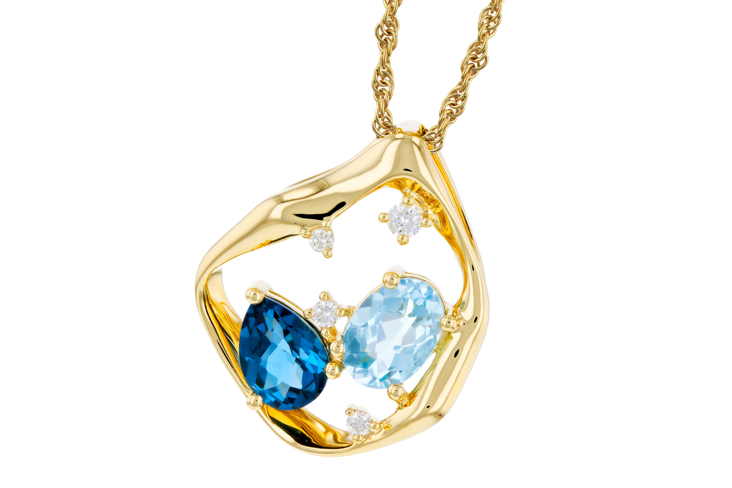 F321-21738: NECKLACE 1.60 TW BLUE TOPAZ 1.67 TGW (7x5MM BT)