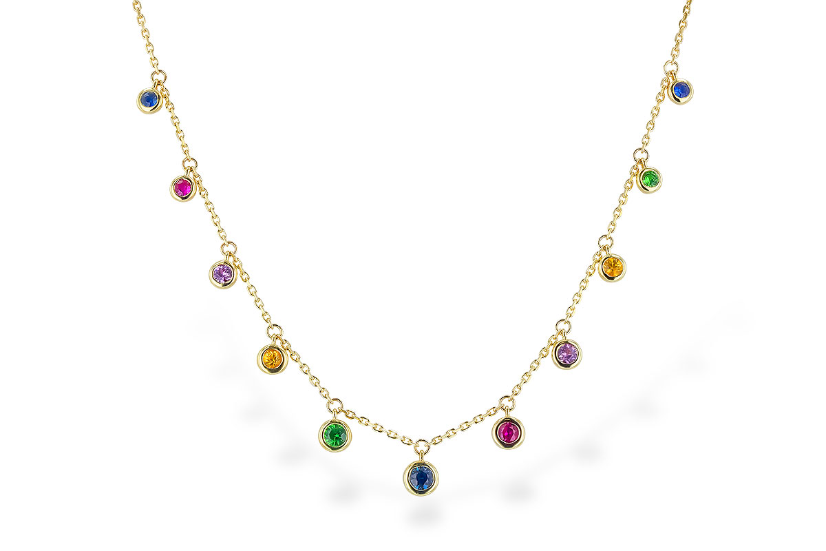 G319-43574: NECK .90 TW MULTI-COLOR SAPPH & GREEN GARNET (18")