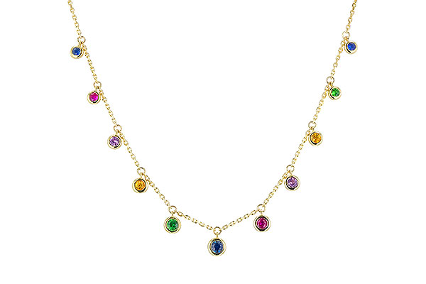 G319-43574: NECK .90 TW MULTI-COLOR SAPPH & GREEN GARNET (18")