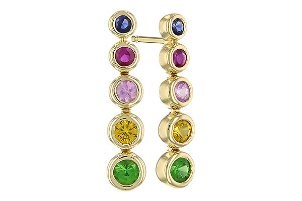 G319-45447: EARR .60 TW MULTI-COLOR SAPPH & GREEN GARNET
