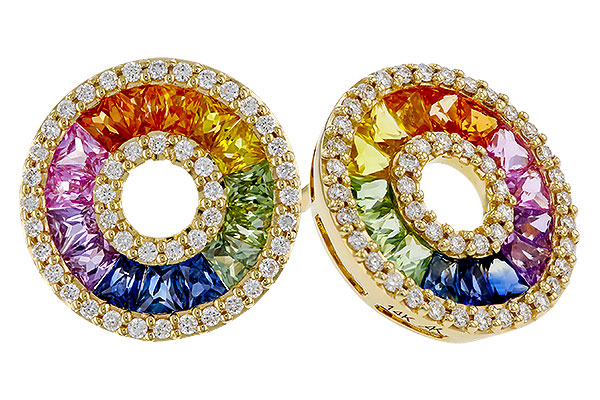 G320-30847: EARRINGS 2.10 MULTI-COLOR SAPP 2.37 TGW