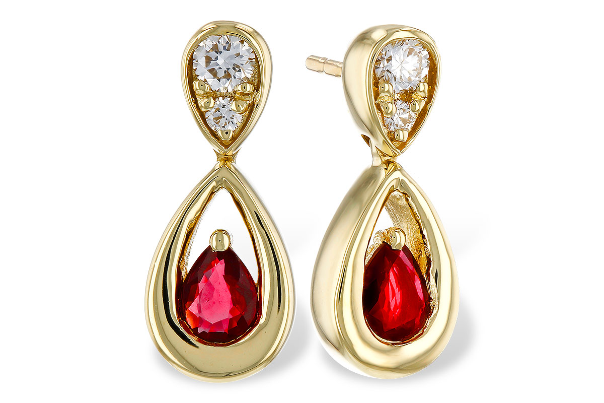 G320-30856: EARRINGS .40 RUBY .52 TGW (4x3 RUBY)