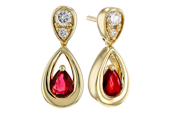 G320-30856: EARRINGS .40 RUBY .52 TGW (4x3 RUBY)