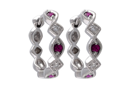 H046-64456: EARRINGS .20 RUBY .25 TGW