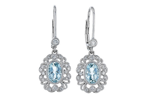 H320-29047: EARRING .75 TW AQUA .92 TGW (7x5MM AQUA)