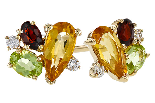 H320-30847: EARRINGS .66 SEMI PREC (CIT,PER,GAR) .70 TGW