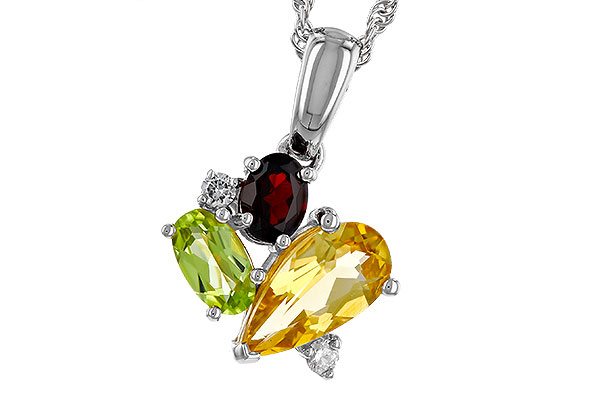 K320-30847: NECKLACE .79 SEMI PREC (CIT,PER,GAR) .82 TGW