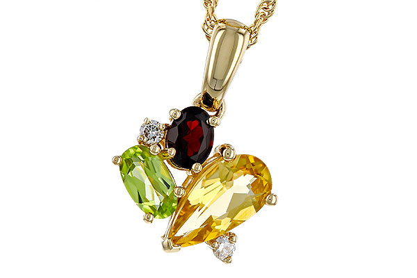 K320-30847: NECKLACE .79 SEMI PREC (CIT,PER,GAR) .82 TGW