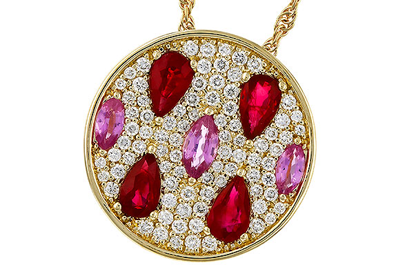 K320-36283: NECK 1.42 TW PRECIOUS (RUBY & PINK SAPP) 1.82 TGW