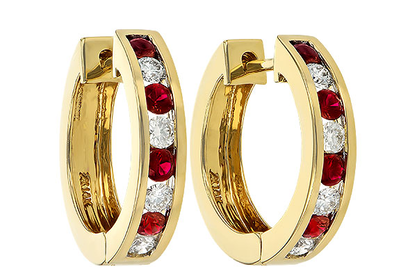 L046-67183: EARRINGS .59 RUBY 1.02 TGW