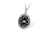 L230-32647: ONYX & DIA NECKLACE .19 TW DIA