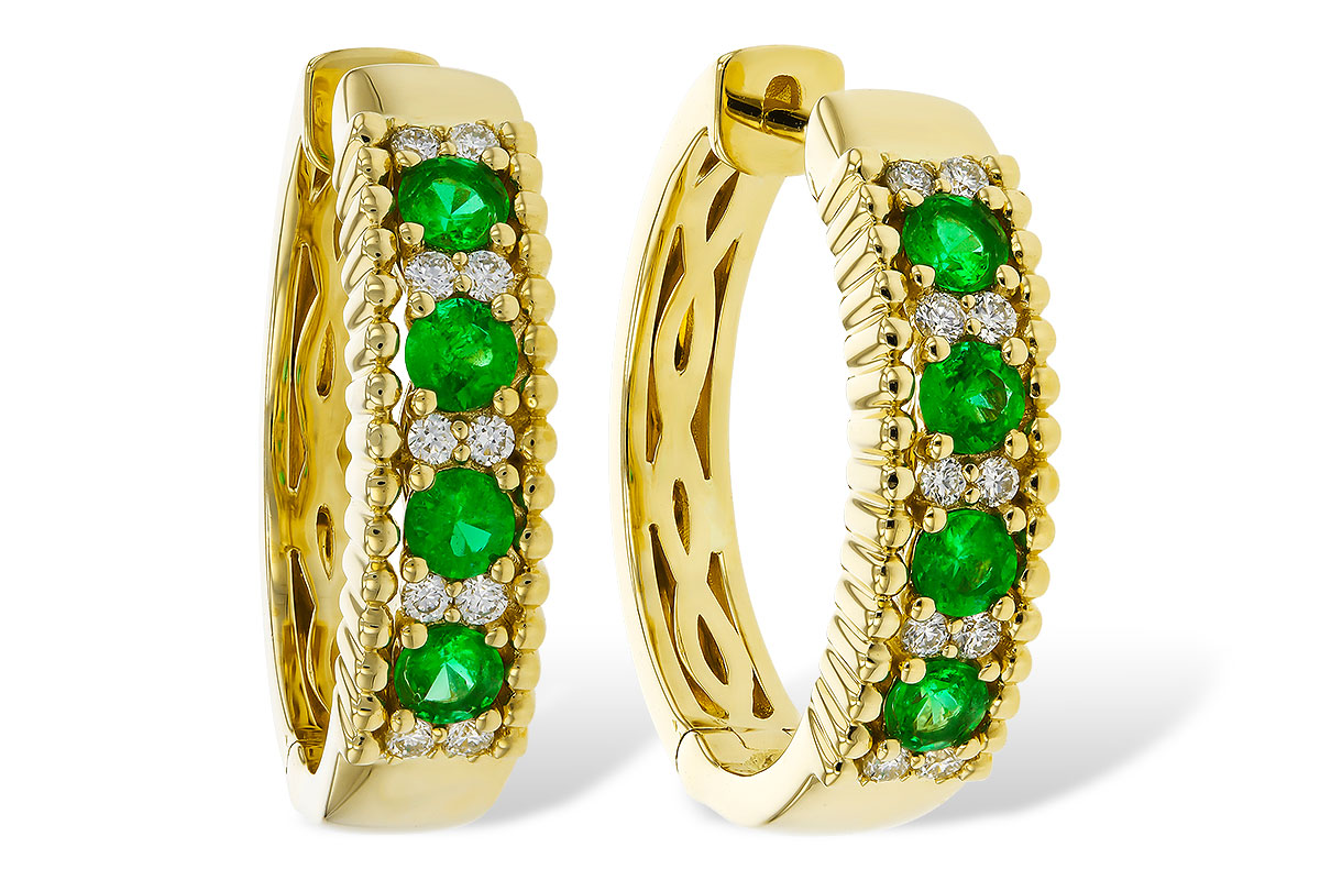 L320-36356: EARRINGS .33 TW EMERALD .45 TGW