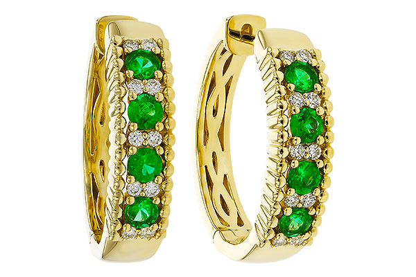 L320-36356: EARRINGS .33 TW EMERALD .45 TGW