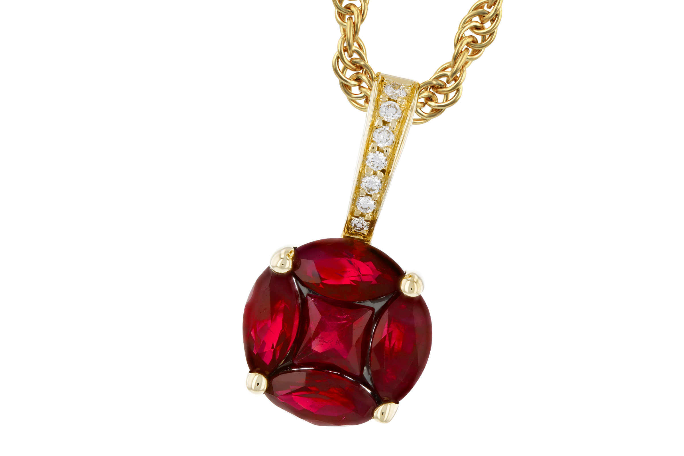 L321-19074: NECKLACE .80 RUBY .82 TW