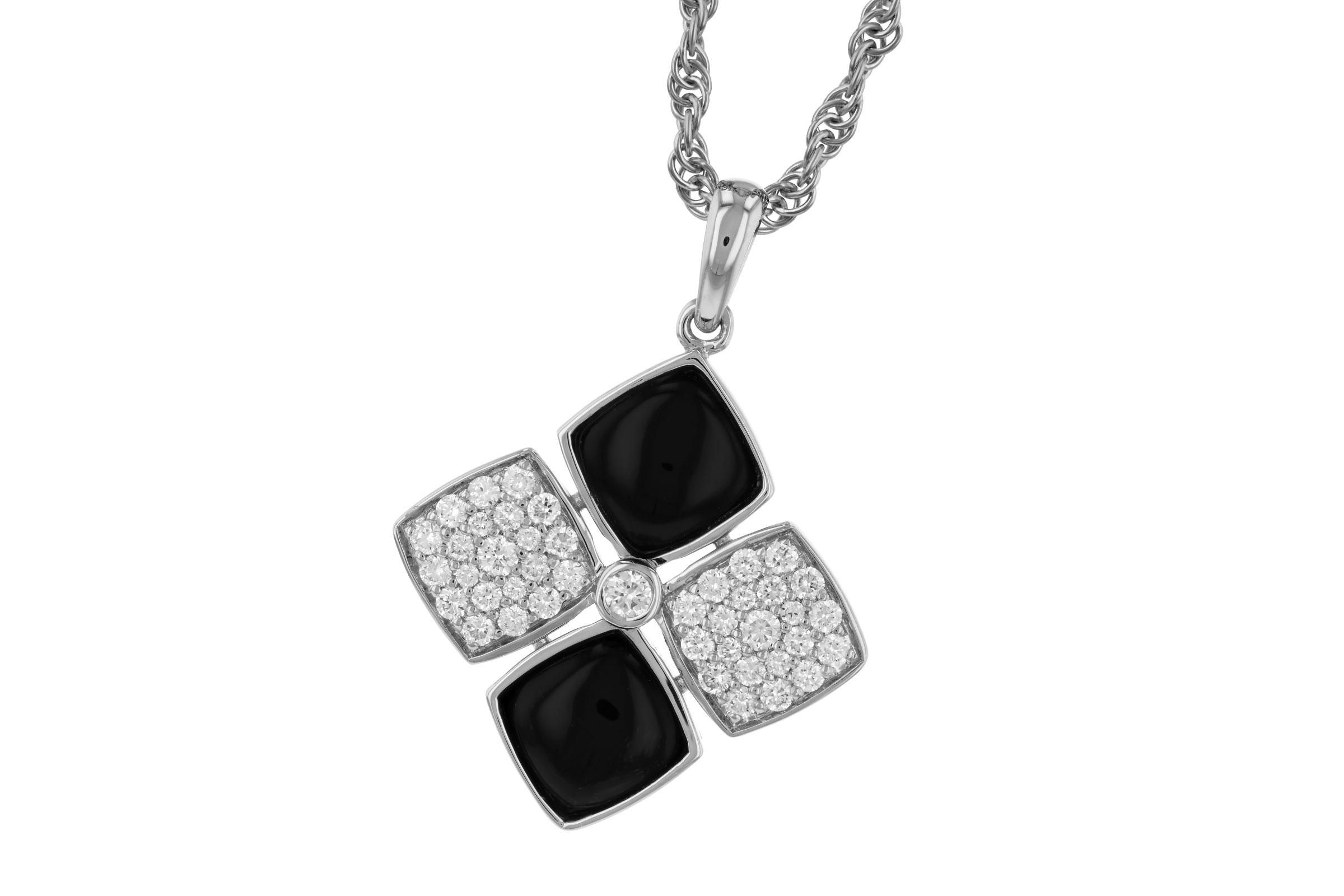 L321-19983: NECKLACE 1.23 TW ONYX 1.50 TGW