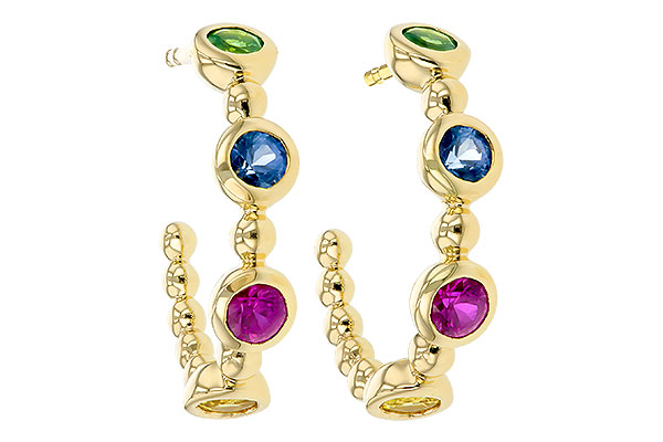 M321-19001: EARR .68 TW MULTI-COLOR SAPPH & GREEN GARNET